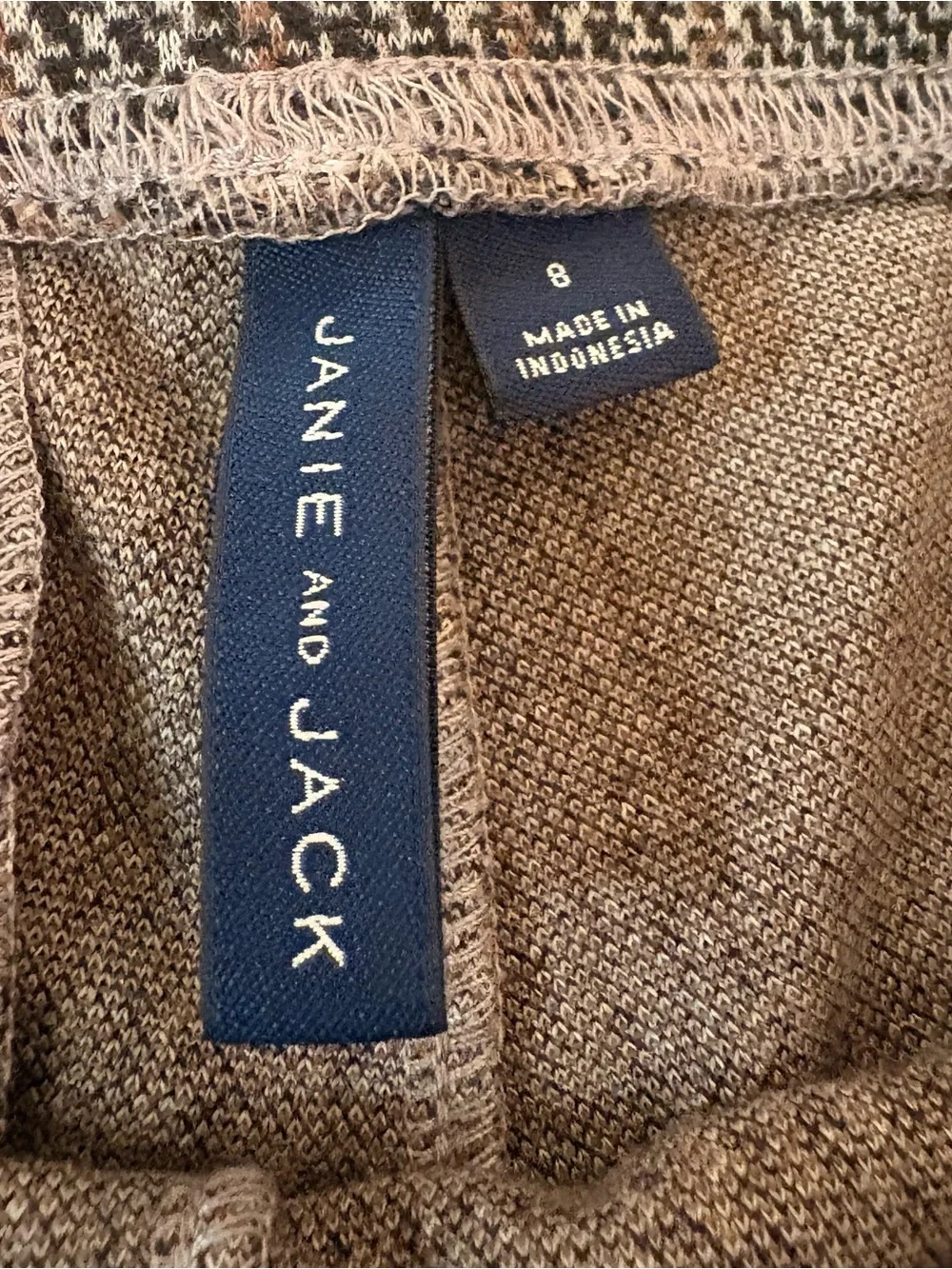 Janie and Jack Boys Clay Brown Tartan Jacquard Plaid Joggers Size 8